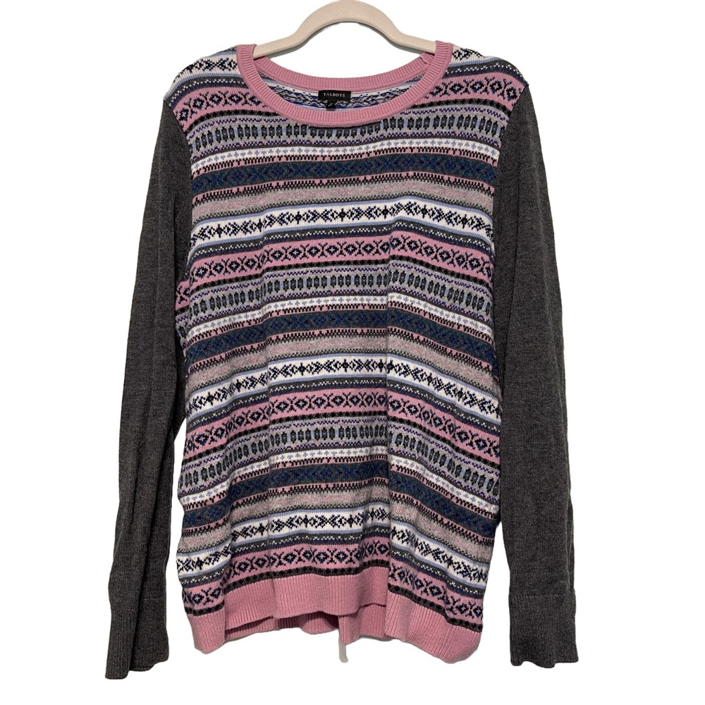 Talbots Patterned Pink and Gray Sweater